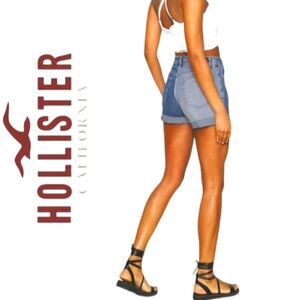 HOLLISTER ULTRA HIGH RISE VINTAGE STRETCH TWO TONE COLORBLOCK RAW HEM SHORTS 00